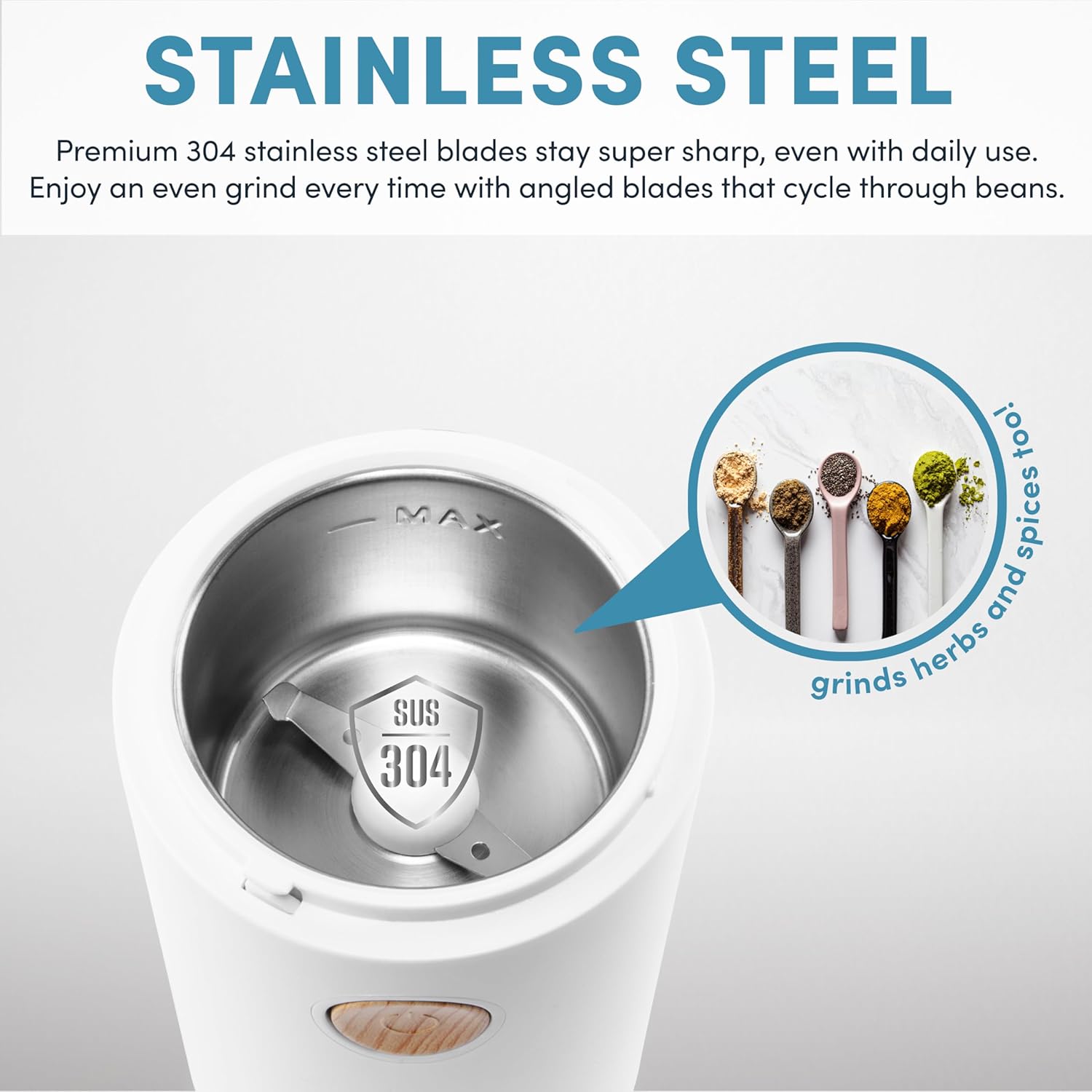 White 40g Mini Electric Coffee Grinder B392