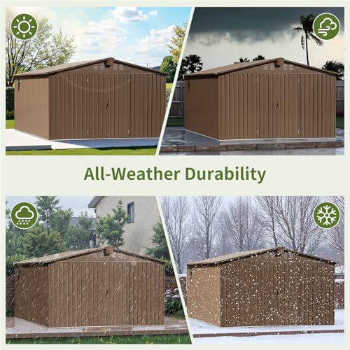 Brown Steel Outdoor Storage Shed C427926