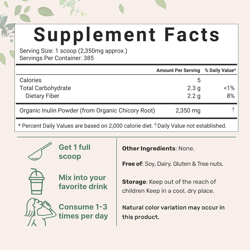Organic Chicory Root Inulin Powder, 2 Pounds Y478850