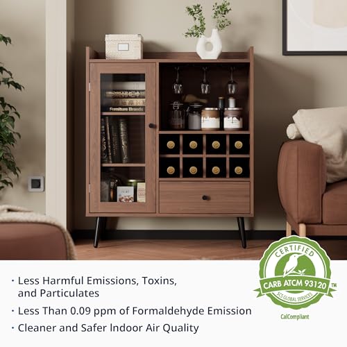 Brown Wood Coffee Bar Cabinet with Storage U59435