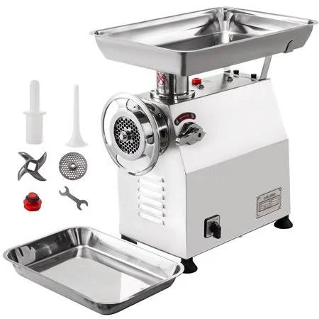 Commercial Meat Grinder 770lbs/h Electric 2200W Stainless Steel with 2 Grinding Heads & 2 Blades A863
