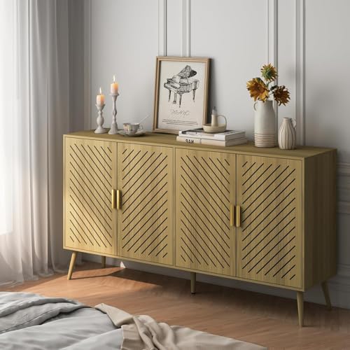 4 Doors Wood Sideboard Cabinet with Adjustable Shelves O16856