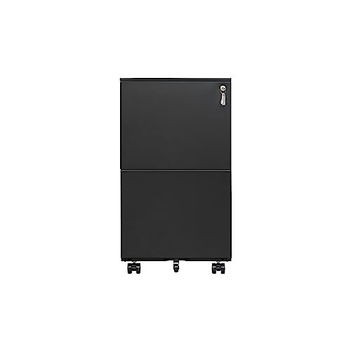 White 2-Drawer Rolling Metal File Cabinet with Lock Z722416
