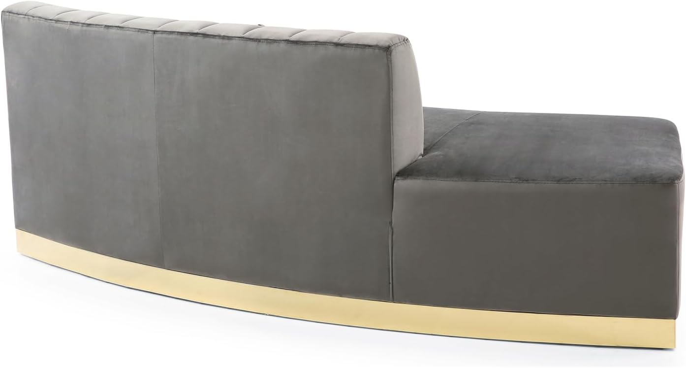 Dark Gray Armless Velvet Curved Sofa Y2212