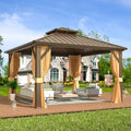 10' x 12' Hardtop Gazebo with Aluminum Frame and Galvanized Steel Double Roof P134