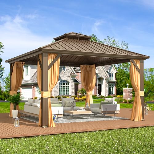 10' x 12' Hardtop Gazebo with Aluminum Frame and Galvanized Steel Double Roof P134