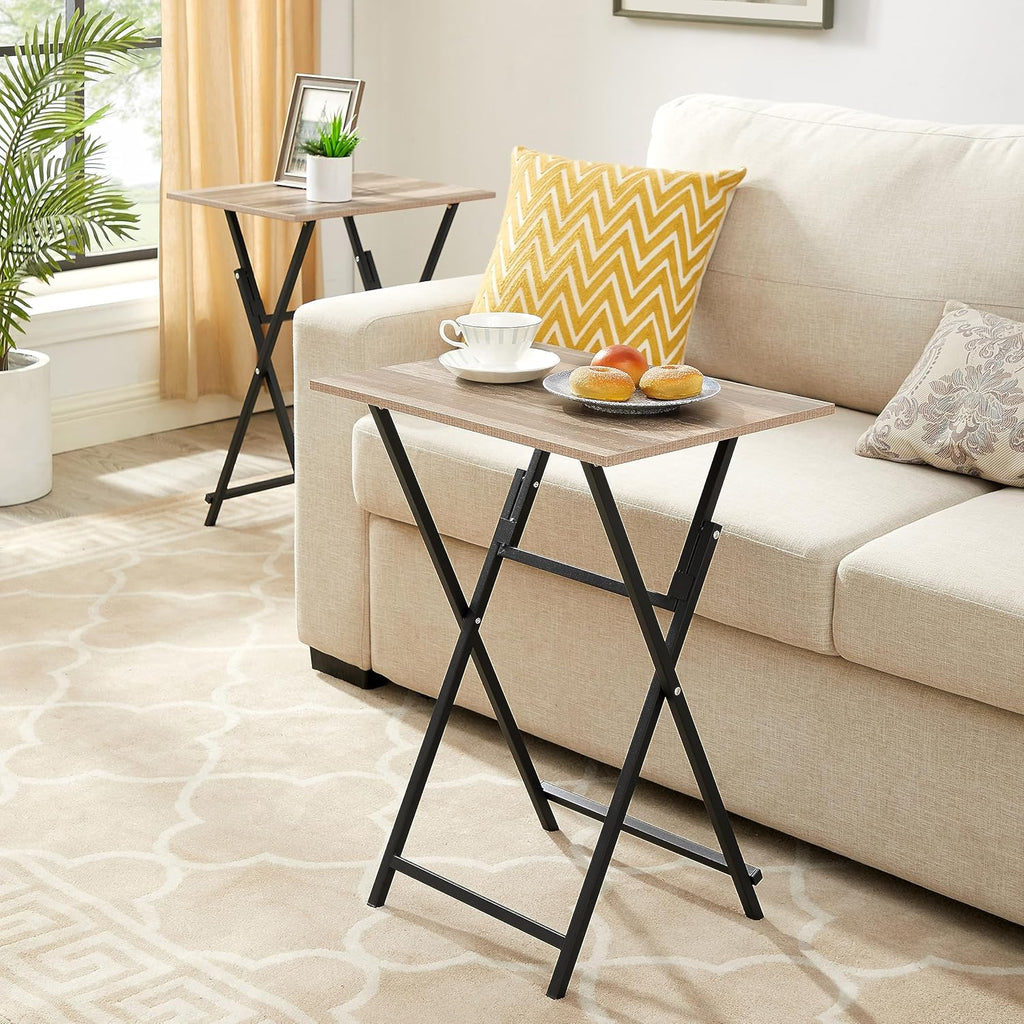 Rustic Brown Black TV Tray Table 2-Piece Portable Tables R212