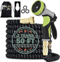 50FT Expandable Garden Hose with 9 Function Nozzle and Solid Brass Fittings M921