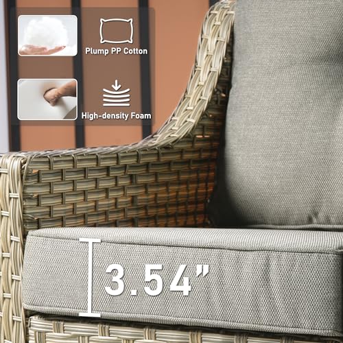 6 Piece Outdoor Wicker Patio Furniture Set with Fire Pit Table (Red) N5290