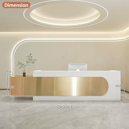 Reception Desk with LED Lights & Glass Top and Lockable Drawer (64IN) L702