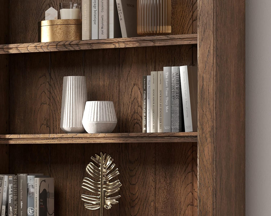Brown 8' Tall Bookcase Wall with Ladder O396914