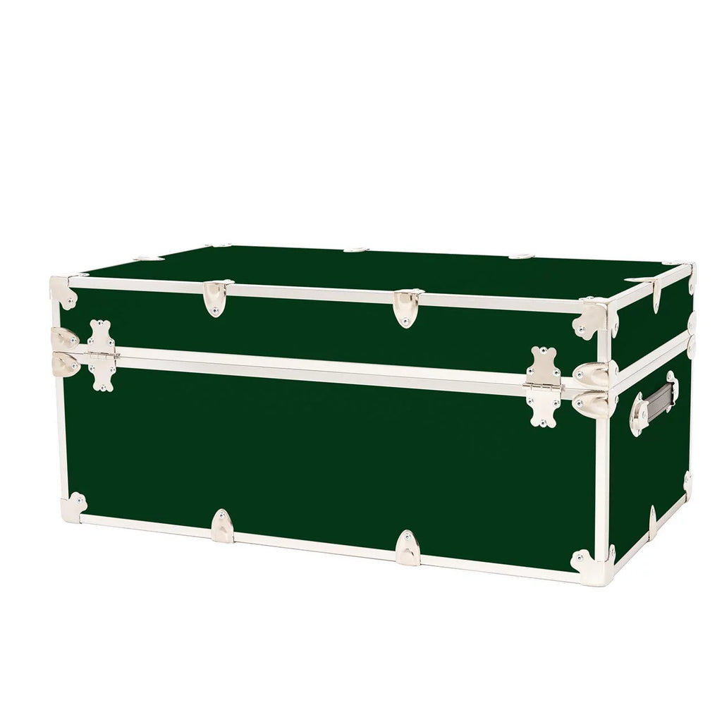 Large Leather Embossed Vinyl Trunk 32"x18"x14" Forest Green W328564