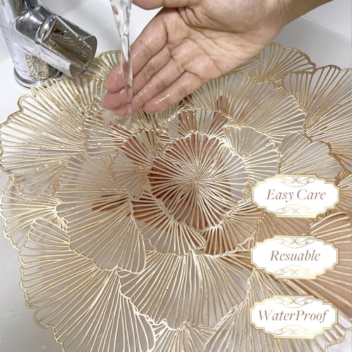 Set of 6 Gold Heat Resistant Vinyl Placemats W845637