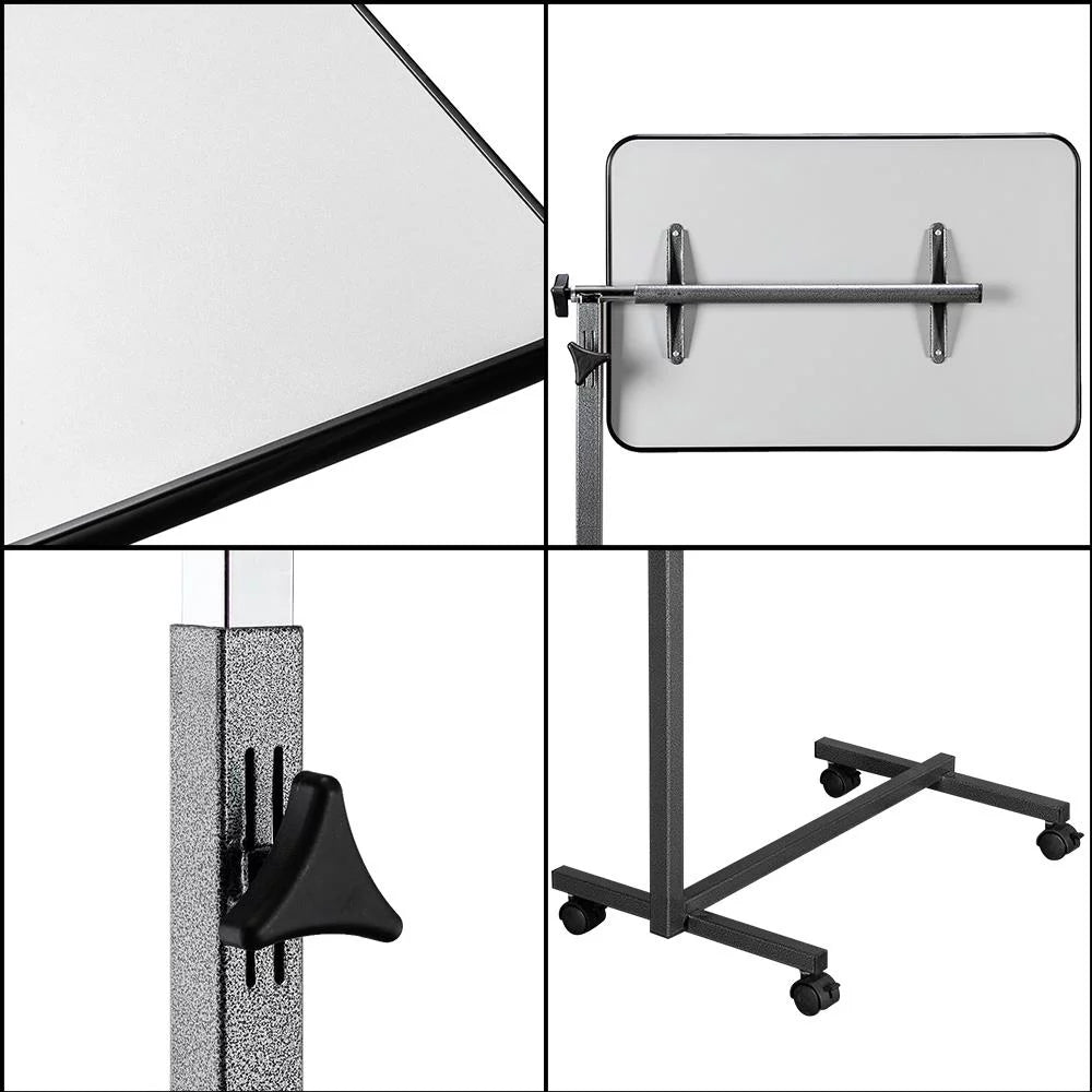 Adjustable Overbed Bedside Table with Wheels Gray S23639