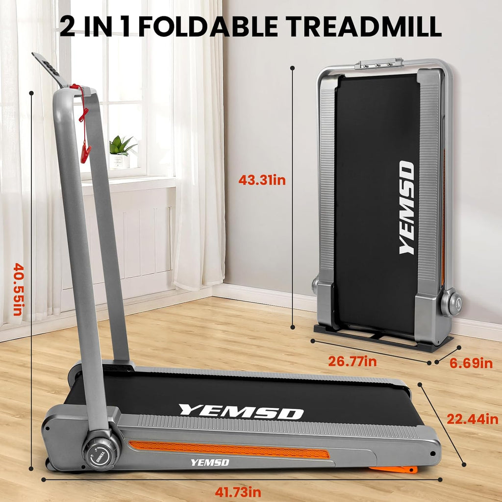 2 in 1 Foldable Treadmill with Incline, Walking Pad, 2.5HP, 330 LBS Weight Capacity P779