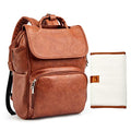 Brown Waterproof Large Leather Diaper Bag Backpack with Changing Mat R4563
