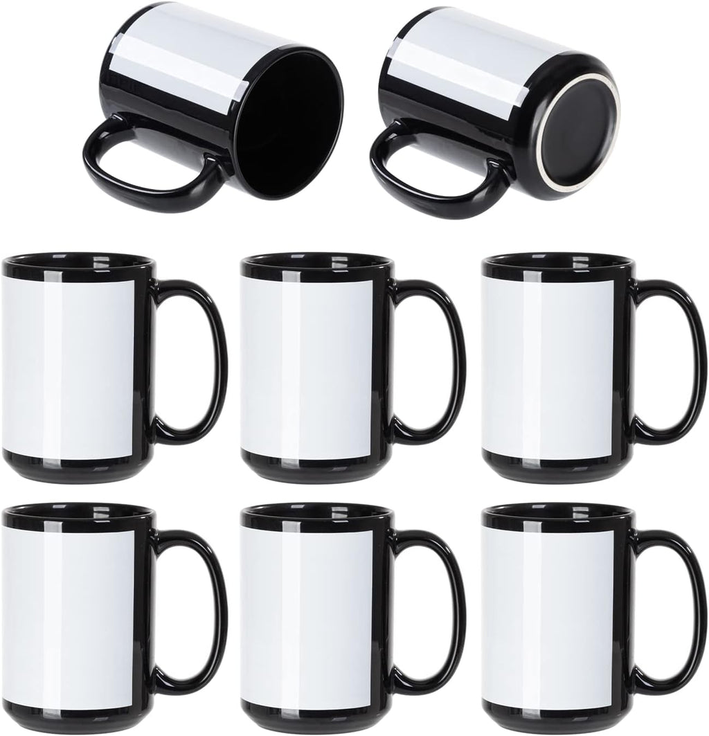8 Pack 15 OZ Black Ceramic Sublimation Mugs H6905