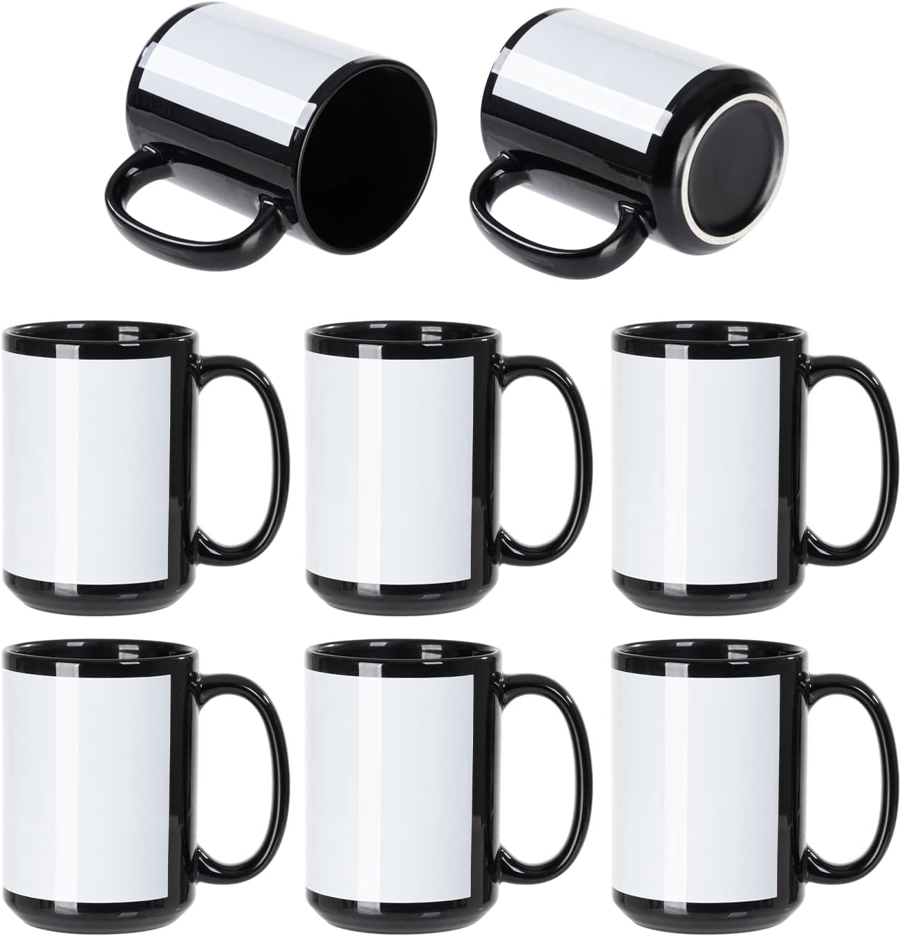 8 Pack 15 OZ Black Ceramic Sublimation Mugs H6905