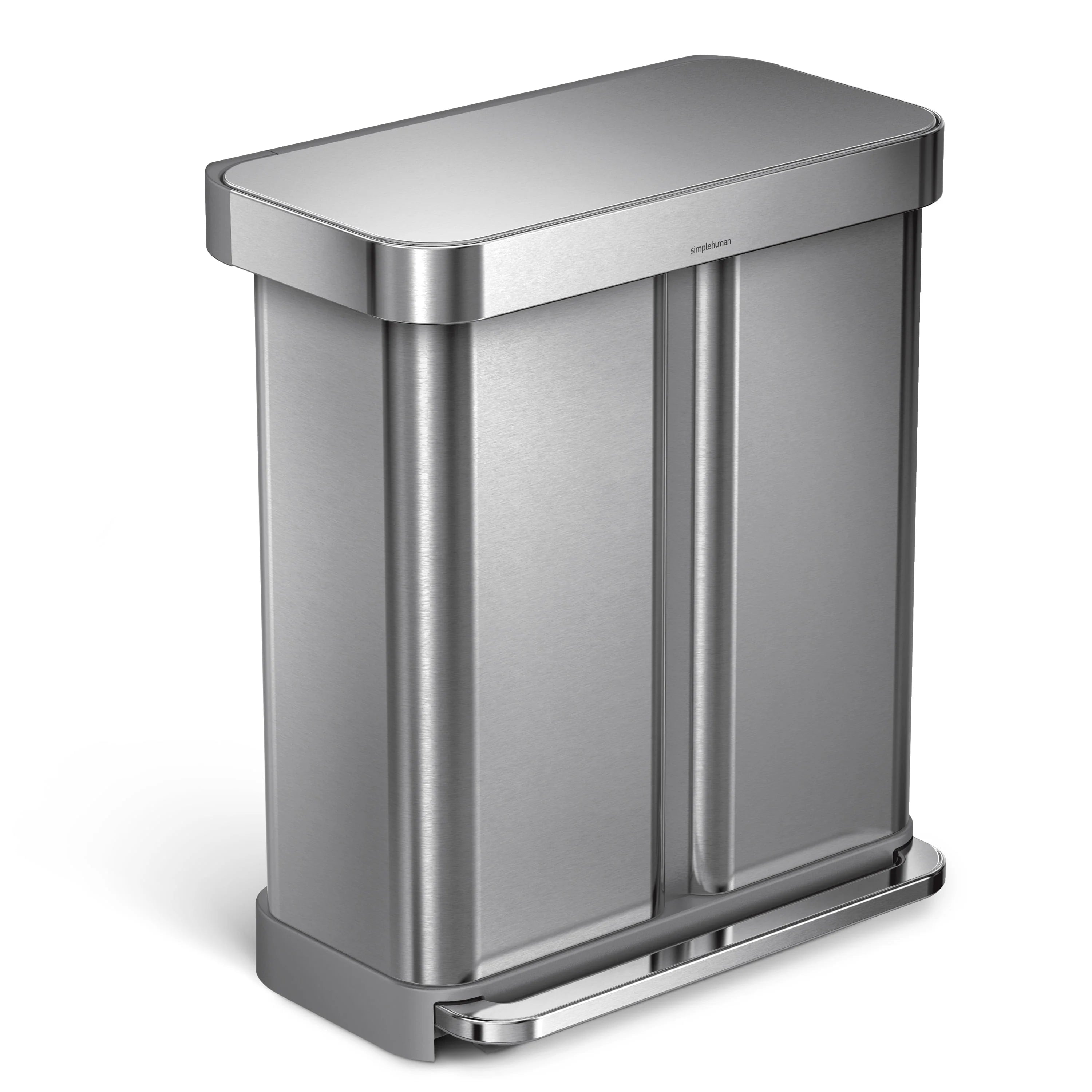 58 Liter Stainless Steel Dual Compartment Recycler Step Trash Can Y997877