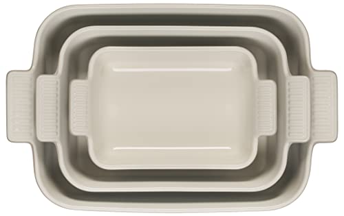 White Stoneware Rectangular Dishes Set of 3 C949