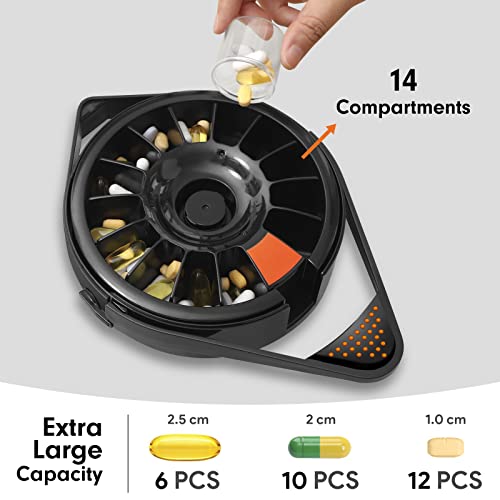 Weekly Pill Dispenser Organizer with 14 Large Compartments and Child-Proof Lock K847