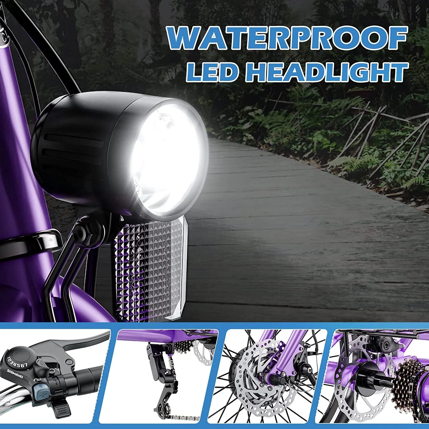Electric Trike, 7 Speed 24"/26" 3 Wheel Electric Bicycle with 36V 14.5Ah Lithium Battery F573