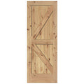 36 in. x 84 in. 2-Panel Solid Core Prefinished Natural Knotty Alder Interior Barn Door Slab V451025