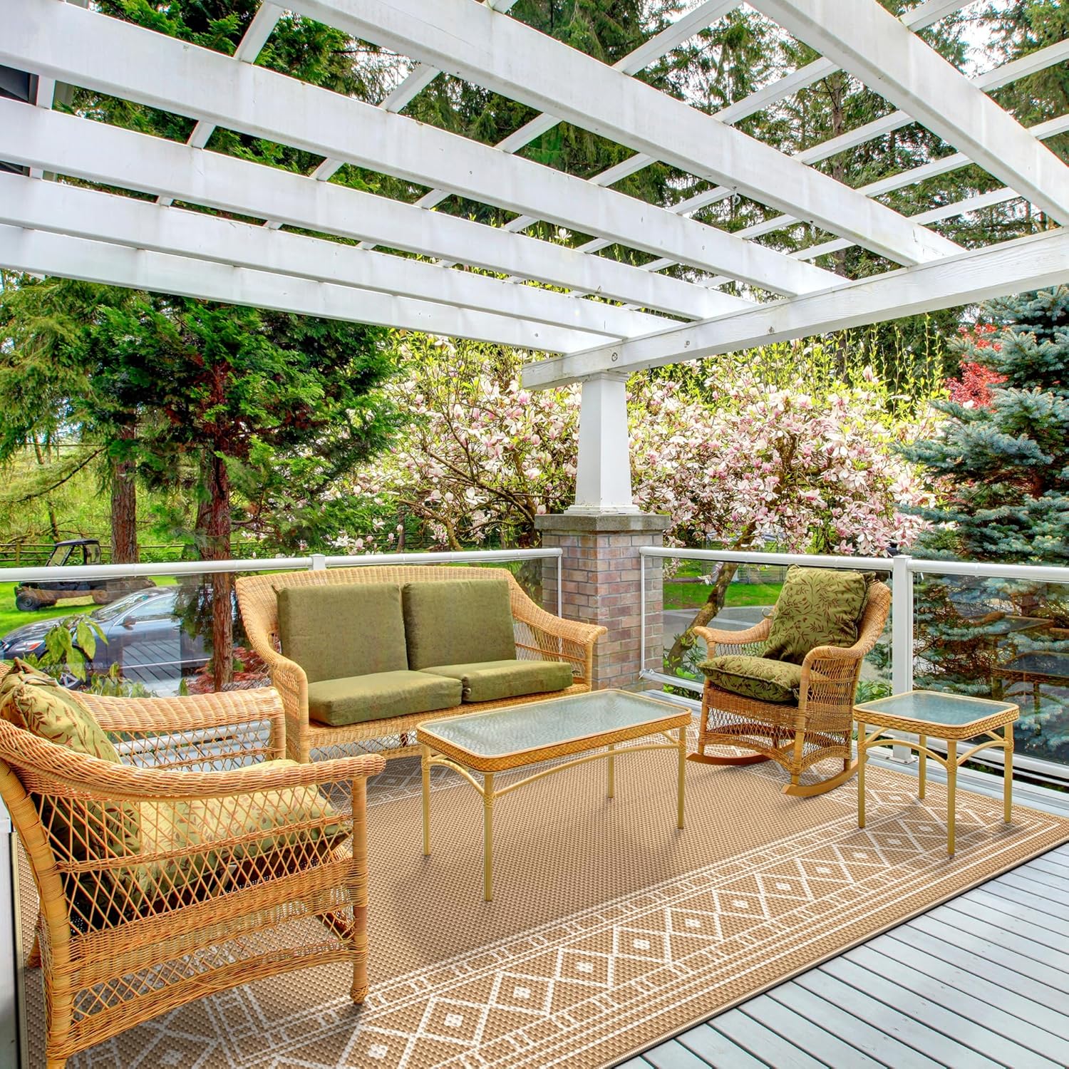 5' x 8' Waterproof Reversible Outdoor Plastic Straw Rug S1687