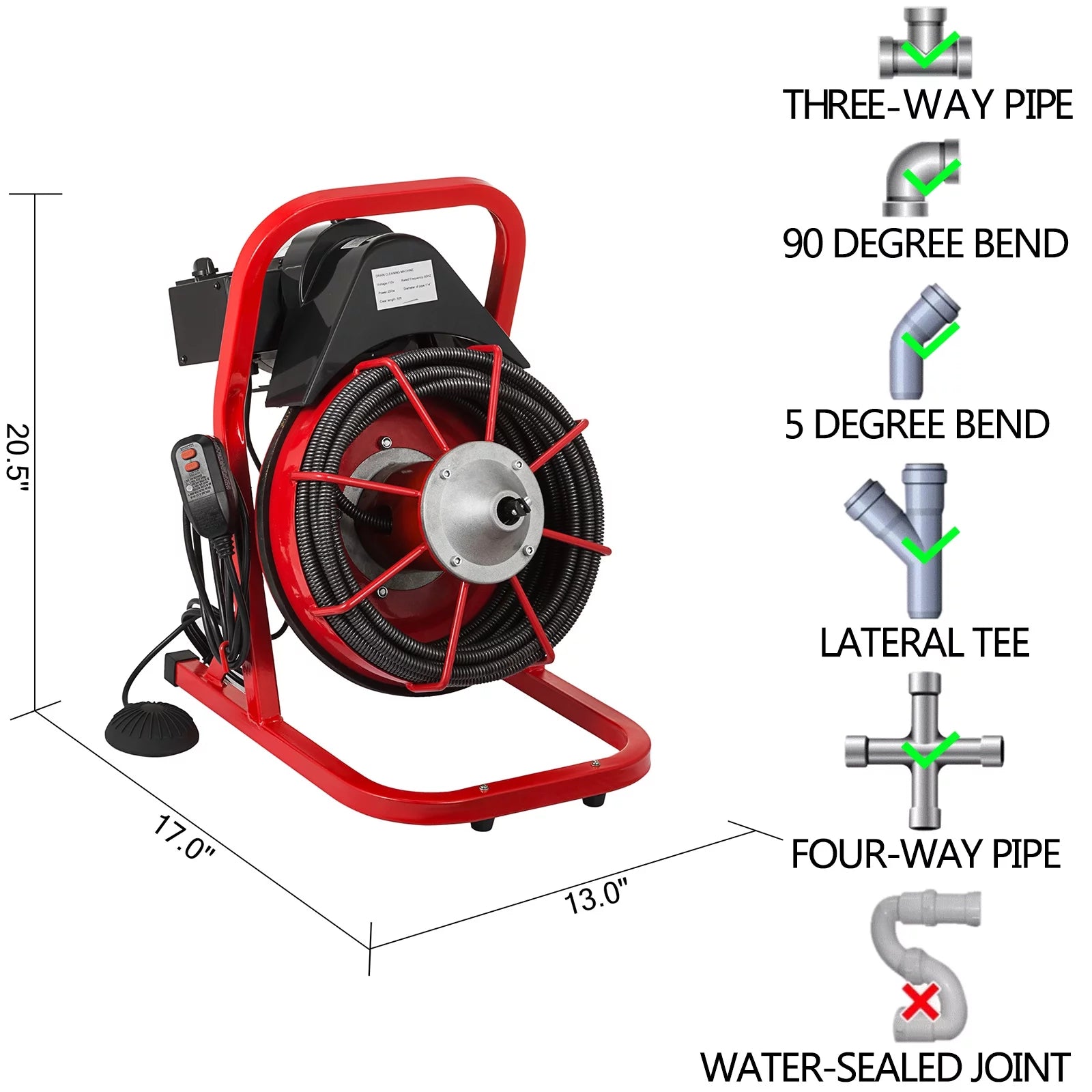 75ft x 1/2 in 370W Electric Drain Auger E10352