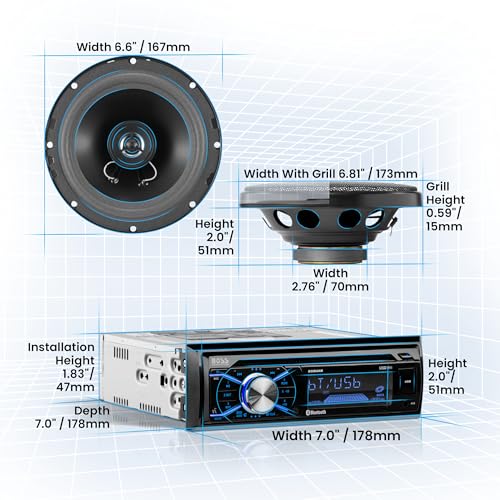 Single Din Bluetooth Car Stereo with 6.5 Inch 2 Way Speakers K315575