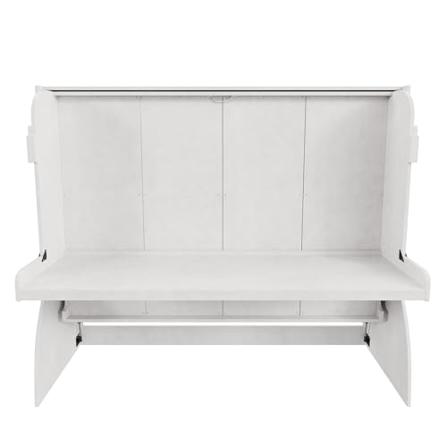 Antique White Full Size Murphy Bed with Desk and Storage Shelves N873251