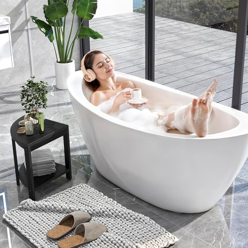 Black Poly Lumber Corner Shower Bench with Storage Shelf Y80763