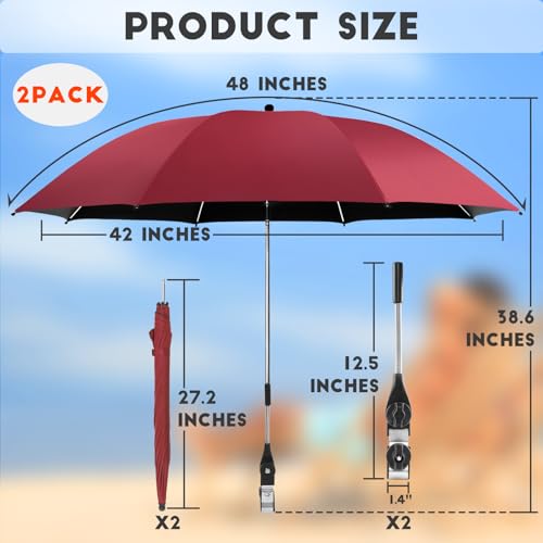 2 PCS Chair Umbrella with 360° Adjustable, UPF 50+ Clamp K86201