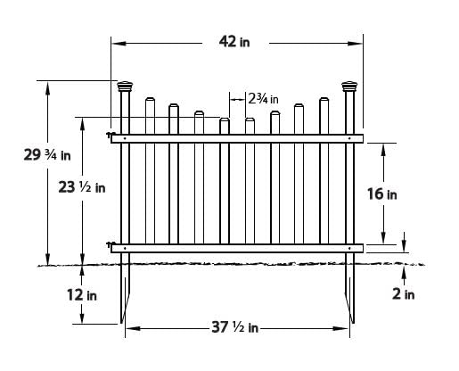 White Vinyl Picket Fence Kit 2.5 ft. H x 3.5 ft. W 2 Fence Panels R157