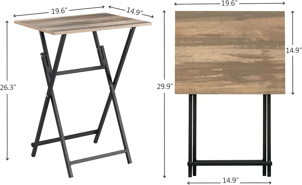 Rustic Brown Black TV Tray Table 2-Piece Portable Tables R212