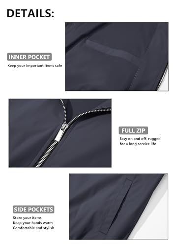 Men's Bomber Jacket Lightweight Full Zip Windbreaker D558376
