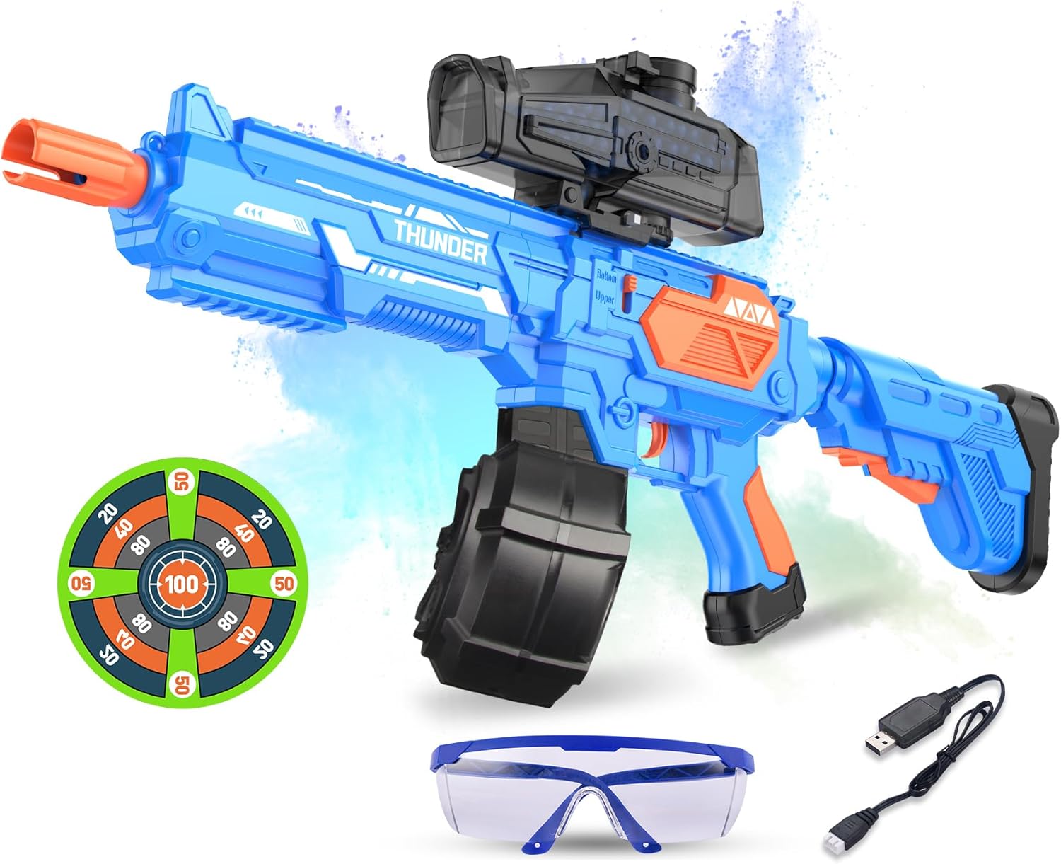 Large Gel Ball Blaster with Drum, Electric Splat Blaster（Blue） Q100365
