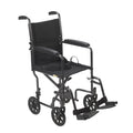 Lightweight Steel Transport Wheelchair, Fixed Full Arms, 19" Seat Y311781