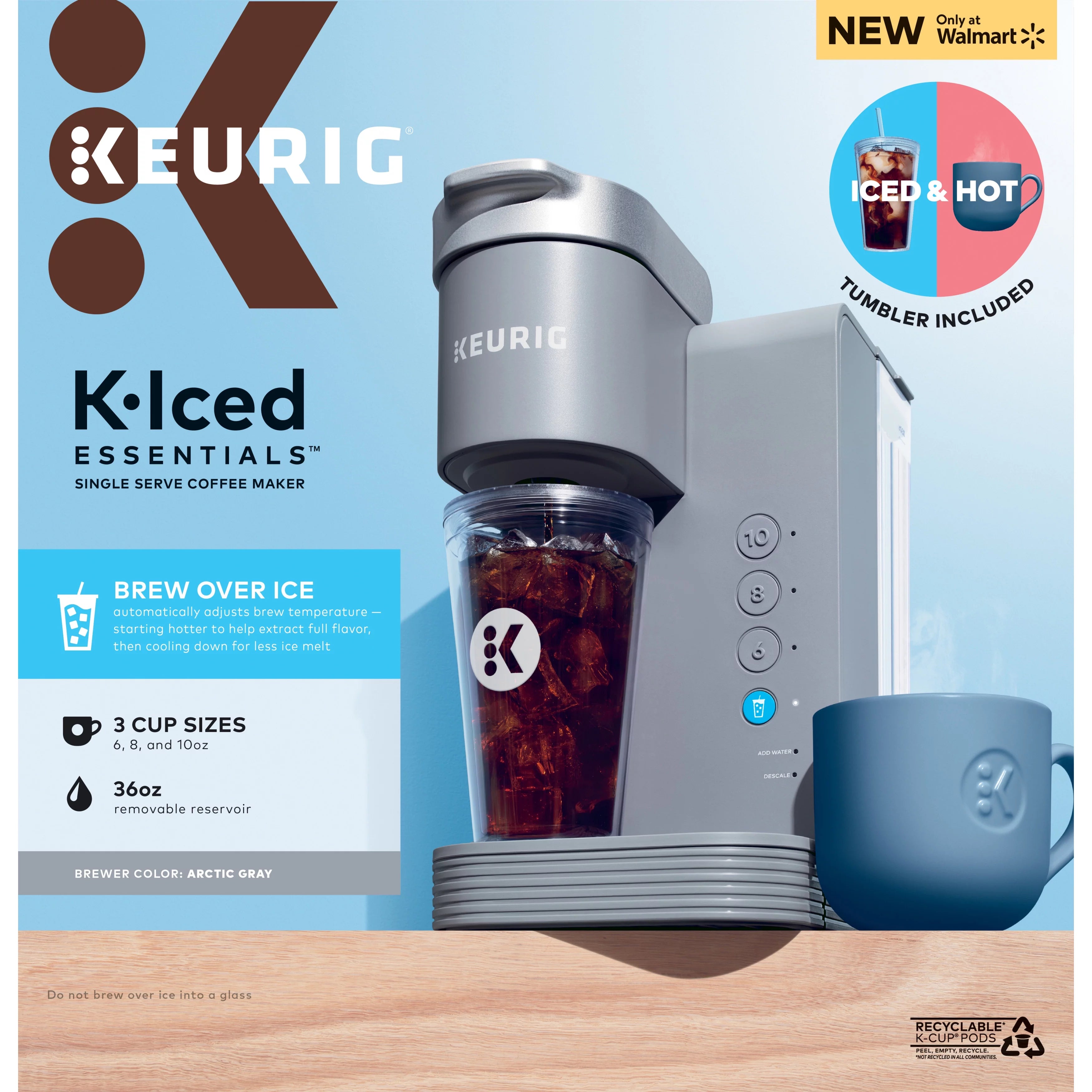 Gray Iced and Hot Single-Serve K-Cup Pod Coffee Maker H131