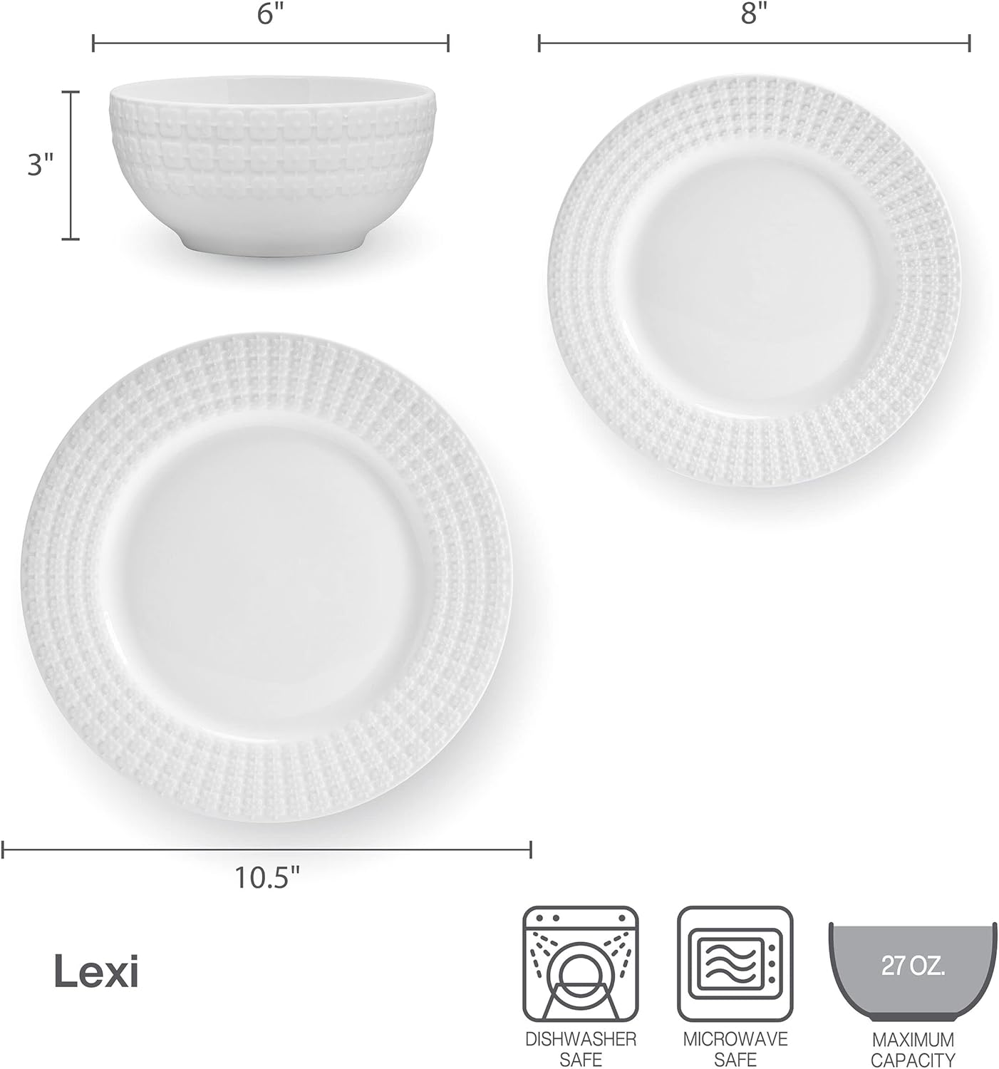 12 Piece White Dinnerware Set U964