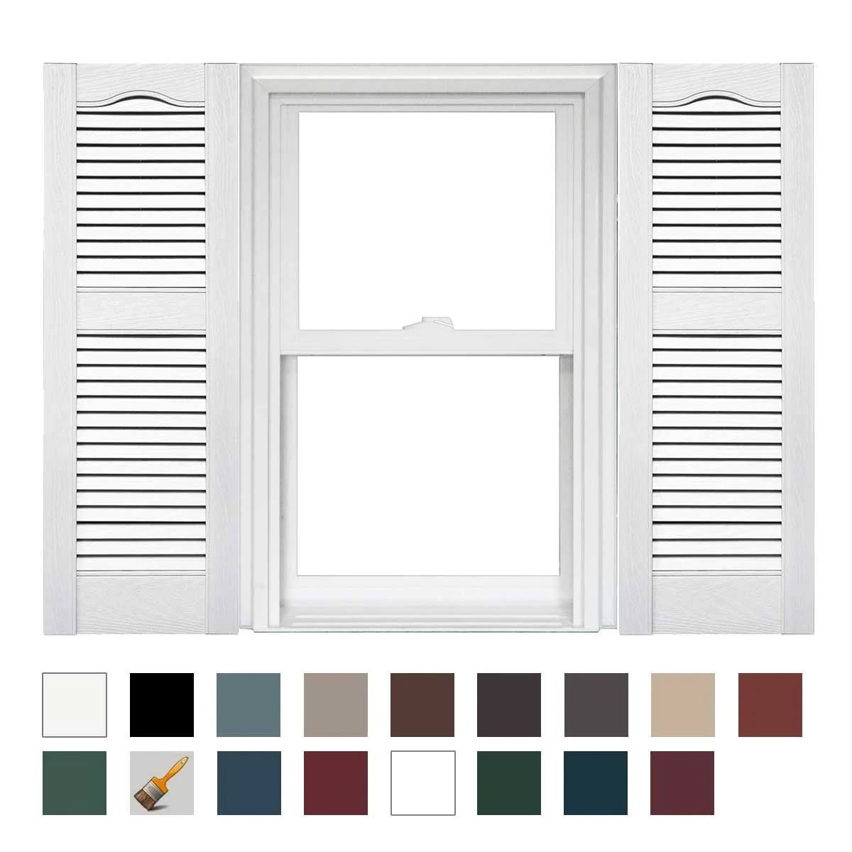 Open Louver Vinyl Shutters (1 Pair) 14.5 x 48 White C390579