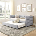 Fabric Upholstered Twin Size Daybed with Trundle A125