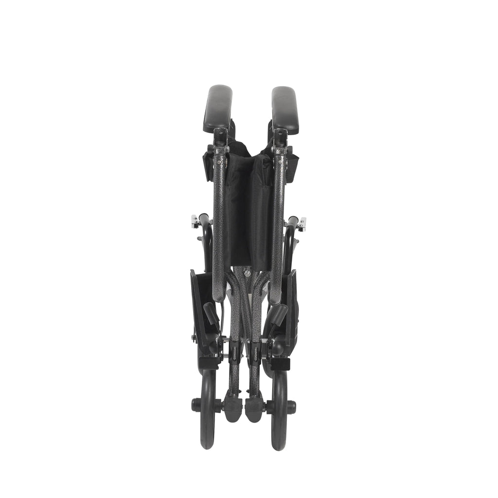 Lightweight Steel Transport Wheelchair, Fixed Full Arms, 19" Seat Y311781