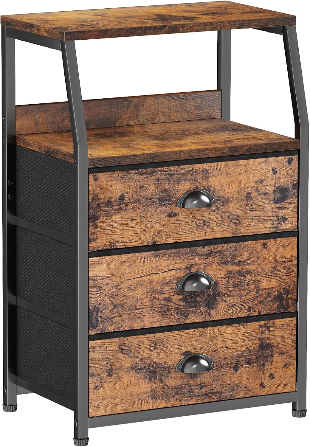 Vertical End Table and Nightstand with 9 Large Drawers, Metal Frame H21990