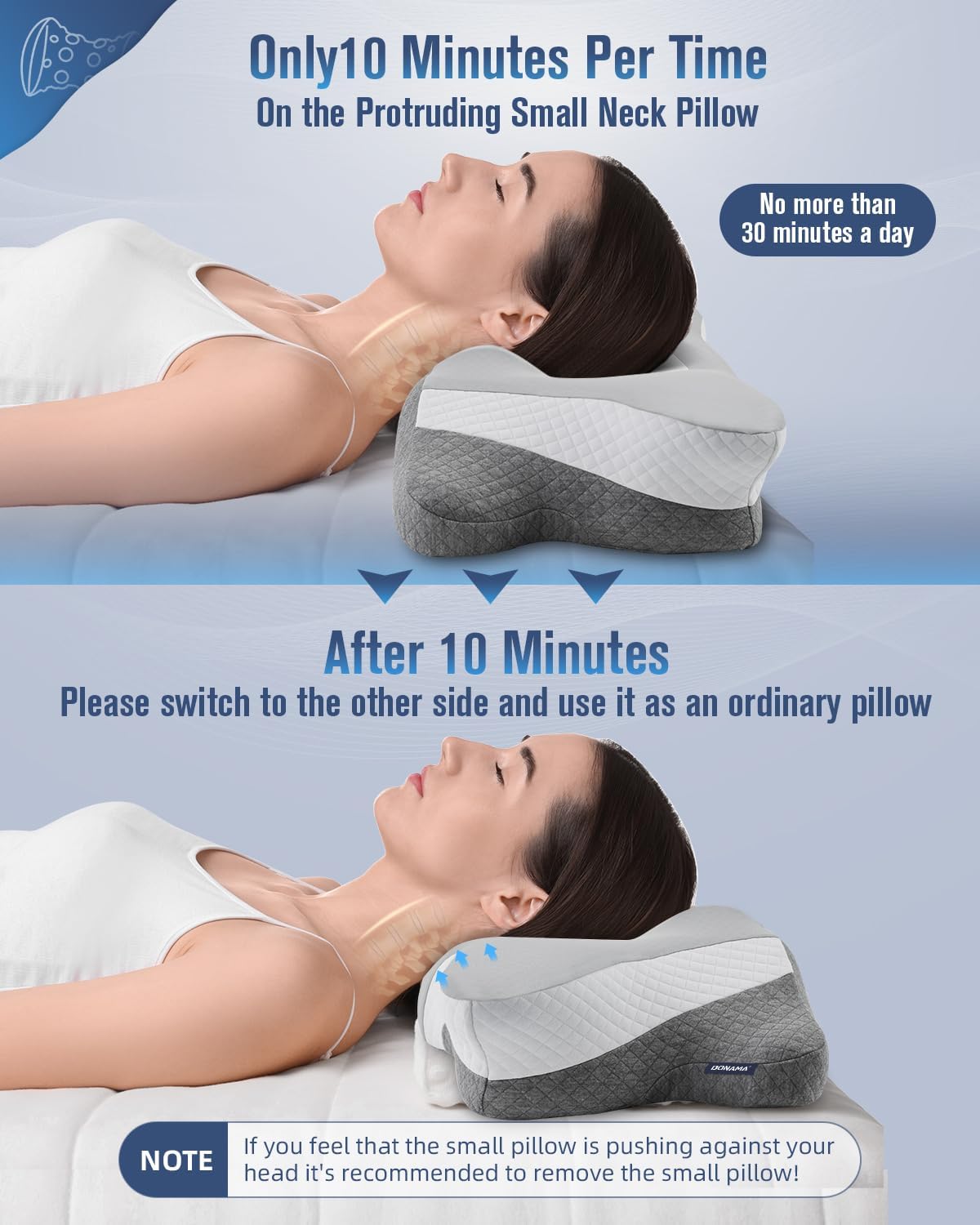 Ergonomic Memory Foam Cervical Neck Pillow with Cooling Pillowcase N61569