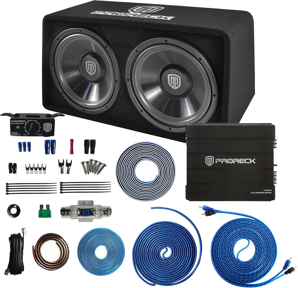 1500W Dual 12" Car Subwoofer with Loaded Enclosure and Mono Block Amplifier Z3278