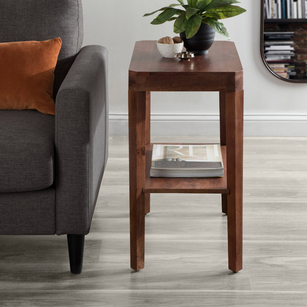 Walnut Brown Wood Side Table Y3875