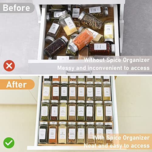Bamboo 4 Tier Spice Drawer Organizer with 28 Spice Jars Q542818