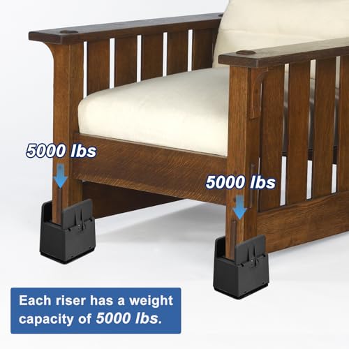 Black 4Pcs Furniture Risers with Adjustable Screw Clamp M726194