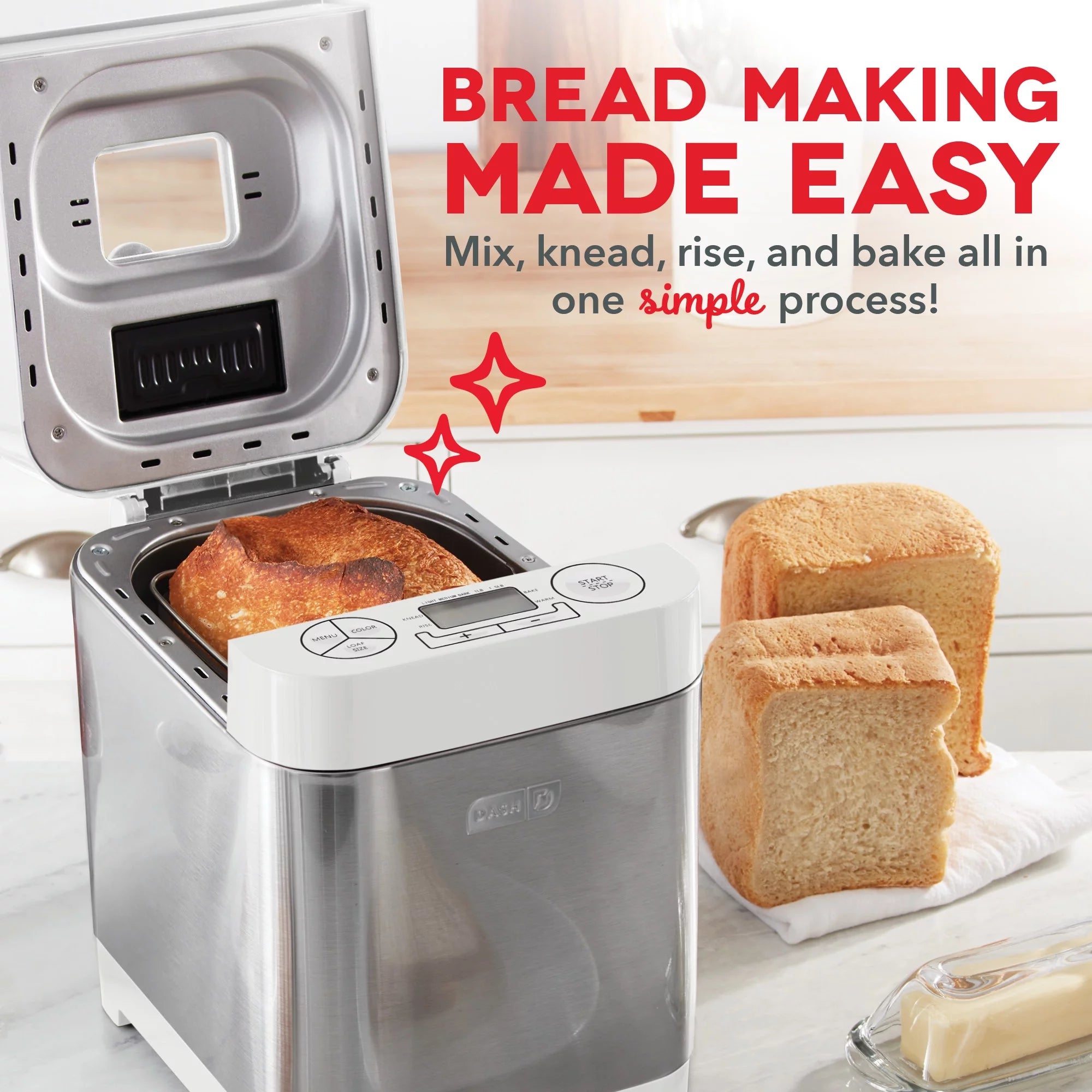 Stainless Steel Bread Maker 1.5lb Loaf Programmable 12 Settings X8816